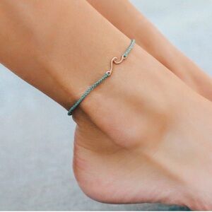 PURA VIDA Shoreline Rose Gold Wave ANKLET in DENIM New!